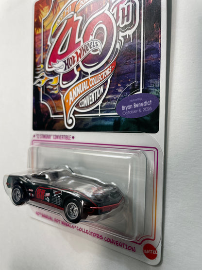Hot Wheels 1/64 40th Annual Collectors Convention 2026 Dinner Kit '72 Corvette Stingray Convertible Black #2697 / T-Shirt (X-Large)/ Patch/ Pin