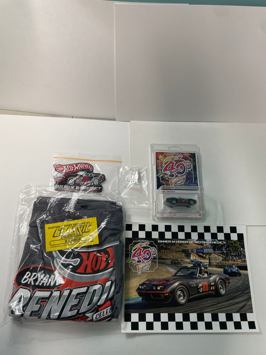 Hot Wheels 1/64 40th Annual Collectors Convention 2026 Dinner Kit '72 Corvette Stingray Convertible Black #2699 / T-Shirt (X-Large)/ Patch/ Pin/ E-Sheet (Read description)