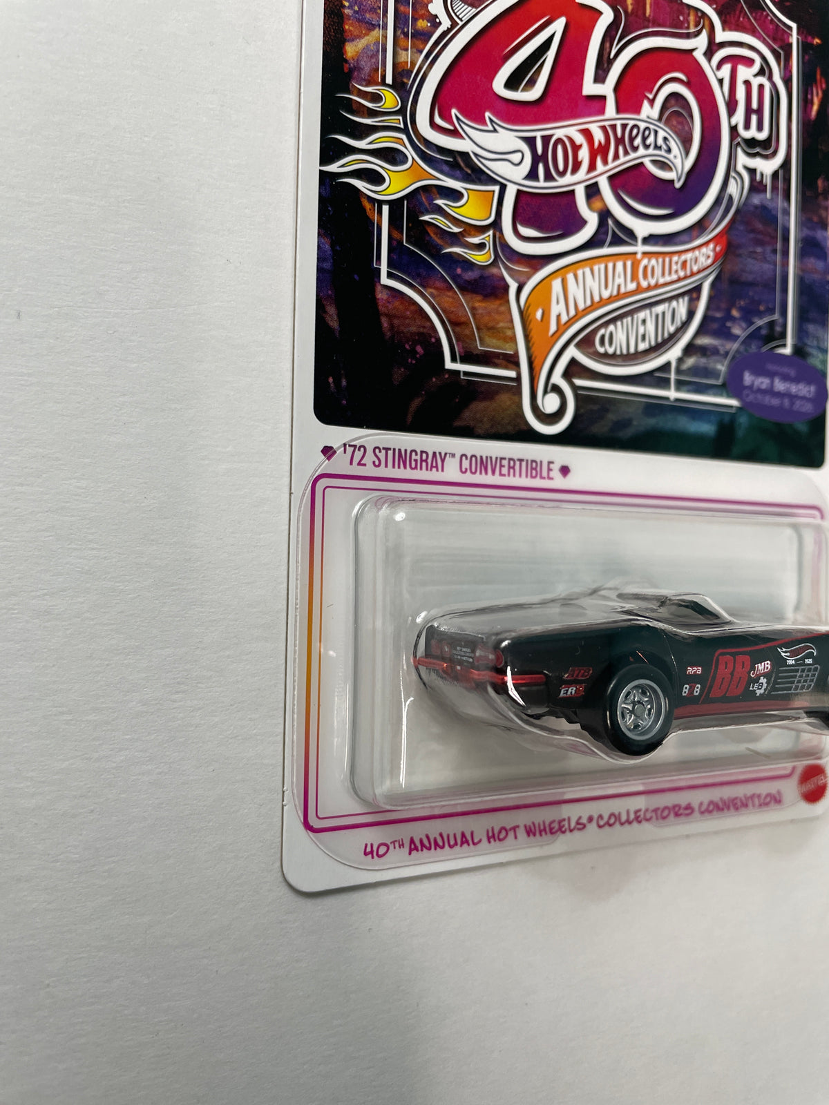 Hot Wheels 1/64 40th Annual Collectors Convention 2026 Dinner Kit '72 Corvette Stingray Convertible Black #2699 / T-Shirt (X-Large)/ Patch/ Pin/ E-Sheet (Read description)