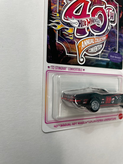Hot Wheels 1/64 40th Annual Collectors Convention 2026 Dinner Kit '72 Corvette Stingray Convertible Black #2699 / T-Shirt (X-Large)/ Patch/ Pin/ E-Sheet (Read description)