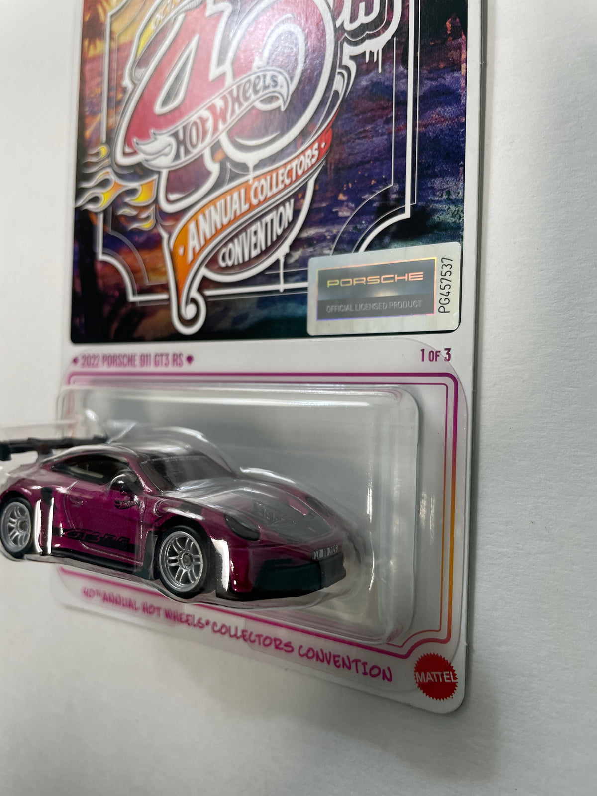 Hot Wheels 1/64 40th Annual Collectors Convention Los Angeles 2022 Porsche 911 GT3 RS Low Number #262 Pink - JKC02-0910