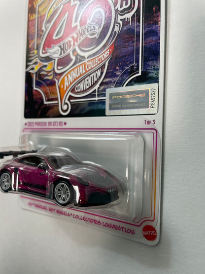 Hot Wheels 1/64 40th Annual Collectors Convention Los Angeles 2022 Porsche 911 GT3 RS Low Number #262 Pink - JKC02-0910