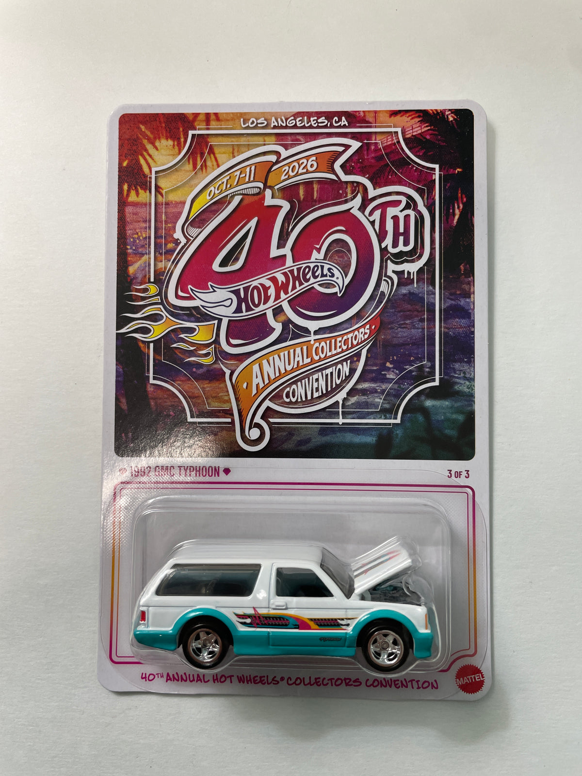 Hot Wheels 1/64 40th Annual Collectors Convention Los Angeles 1992 GMC Typhoon White - JKC05-0910