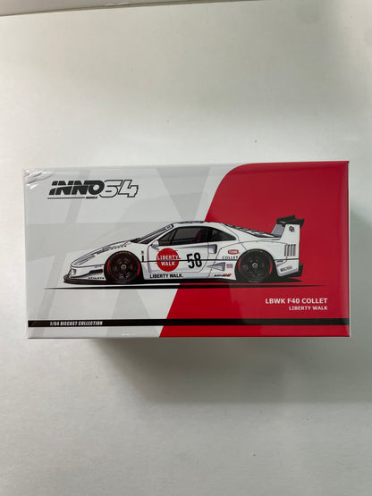 Inno64 1/64 LBWK Ferrari F40 Collet White - IN64-LBWKF40-COLLET -Damaged Box