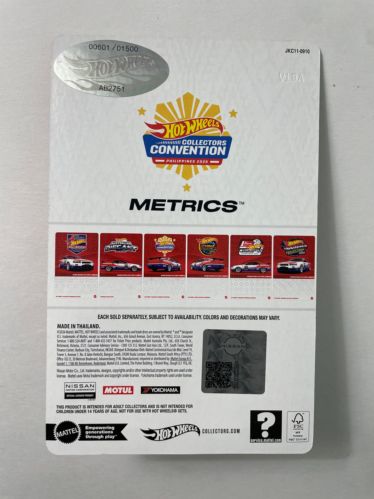 Hot Wheels 1/64 Collectors Convention Philippines 2026 Nissan Skyline GT-R V-Spec II (BNR34) #601 Red/ Blue - JKC11-0910