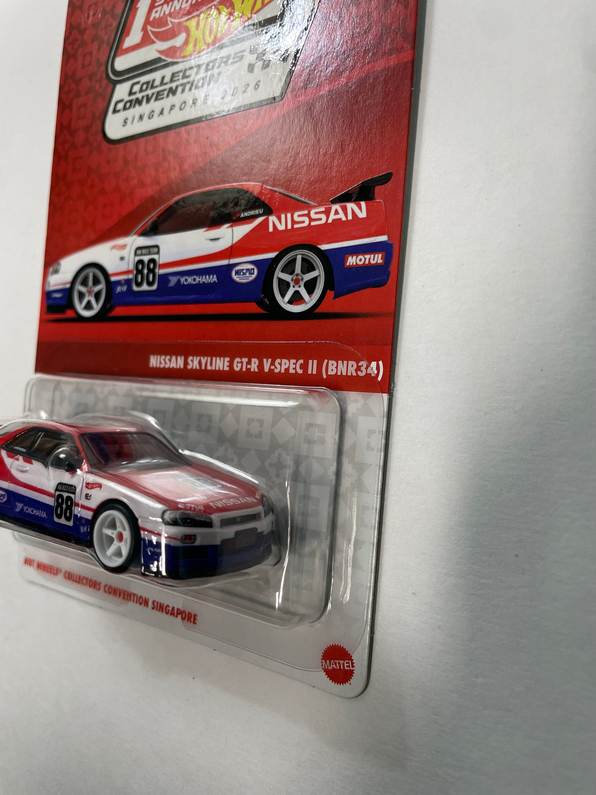 Hot Wheels 1/64 1st Annual Collectors Convention Singapore 2026 Nissan Skyline GT-R V-Spec II (BNR34) #599 Red / Blue - JKC12-0910