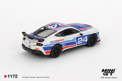 Mini GT 1/64 Ford Mustang Dark Horse #24 Ford Performance Racing School White & Blue - MGT01172