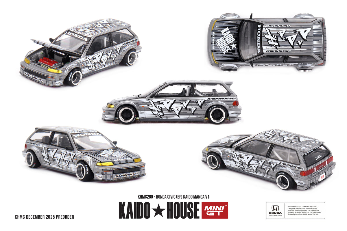 Mini GT x Kaido House 1/64 Honda Civic (EF) Kaido Manga V1 Grey - KHMG260