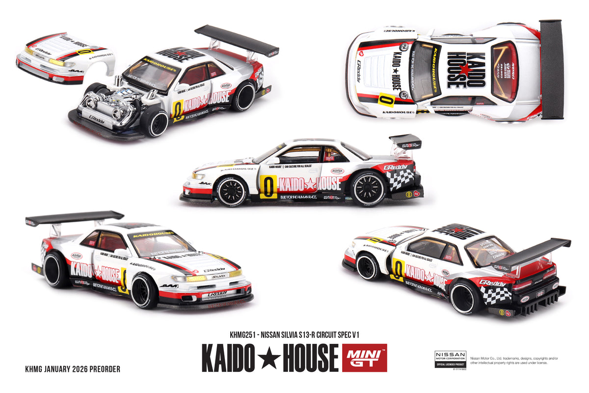 Mini GT x Kaido House 1/64 Nissan Silvia S13-R Circuit Spec V1 White - KHMG251