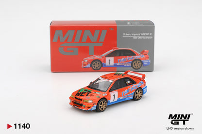 Mini GT 1/64 Subaru Impreza WRC97 #1 1999 DRM Champion Red & Blue - MGT01140