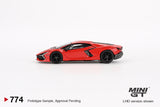 Mini GT 1/64 Lamborghini Revuelto Arancio Dac Lucido Red