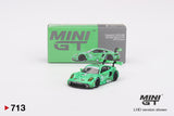 Mini GT 1/64 Porsche 911 GT3 R #80 GTD AO Racing 2023 IMSA Sebring 12 Hrs Green