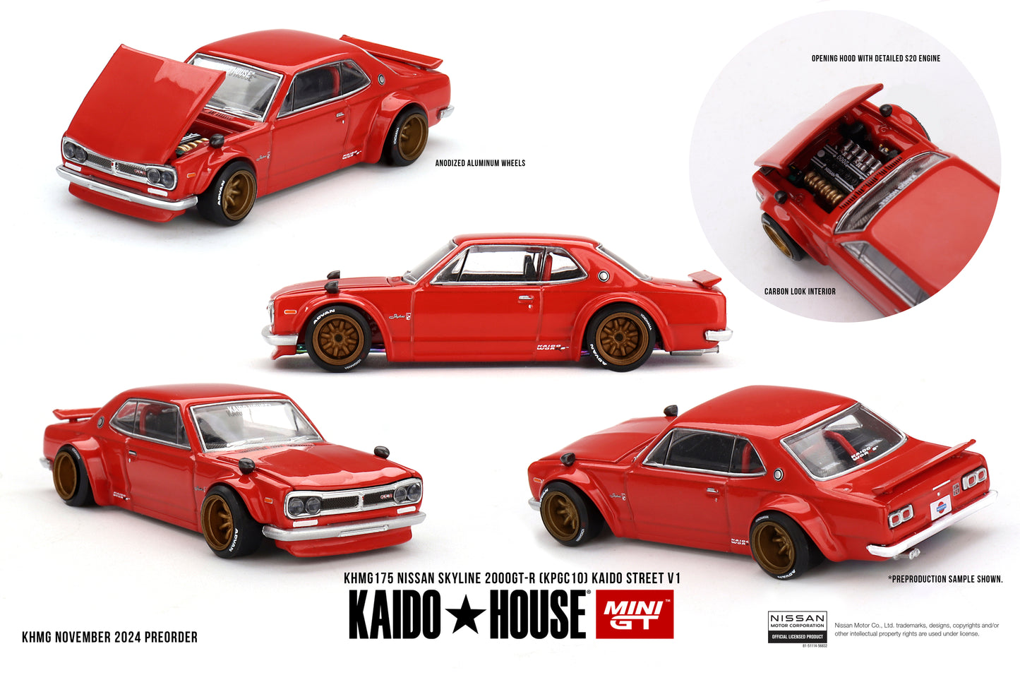 Mini GT x Kaido House 1/64 Nissan Skyline 2000GT-R (KPGC10) Kaido Street V1 Red