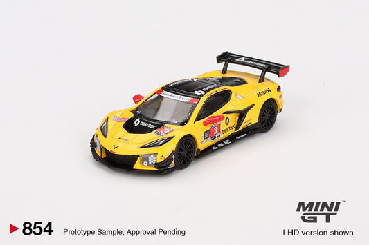 Mini GT 1/64 Chevrolet Corvette Z06 GT3.R #3 2024 IMSA Daytona 24 Hrs Corvette Racing by Pratt Miller Motorsports Yellow