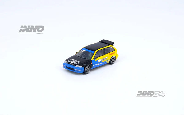 Inno64 1/64 Honda Civic (EF9) Spoon Livery Tuned By ''Toda Racing Japan'' Yellow & Black
