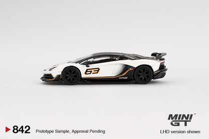 Mini GT 1/64 Lamborghini Aventador SVJ 63 Bianco Asopo White