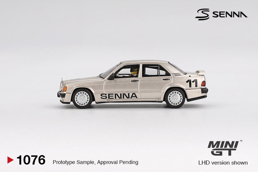 Mini GT 1/64 Mercedes-Benz 190 E 2.3-16 #11 1984 Nürburgring Race of Champions w/ Figure Ayrton Senna White - MGT01076