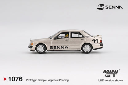 Mini GT 1/64 Mercedes-Benz 190 E 2.3-16 #11 1984 Nürburgring Race of Champions w/ Figure Ayrton Senna White - MGT01076