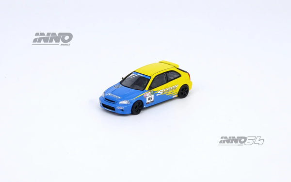Inno64 1/64 Honda Civic Type-R (EK9) Tuned By "Spoon Sports" Yellow & Blue