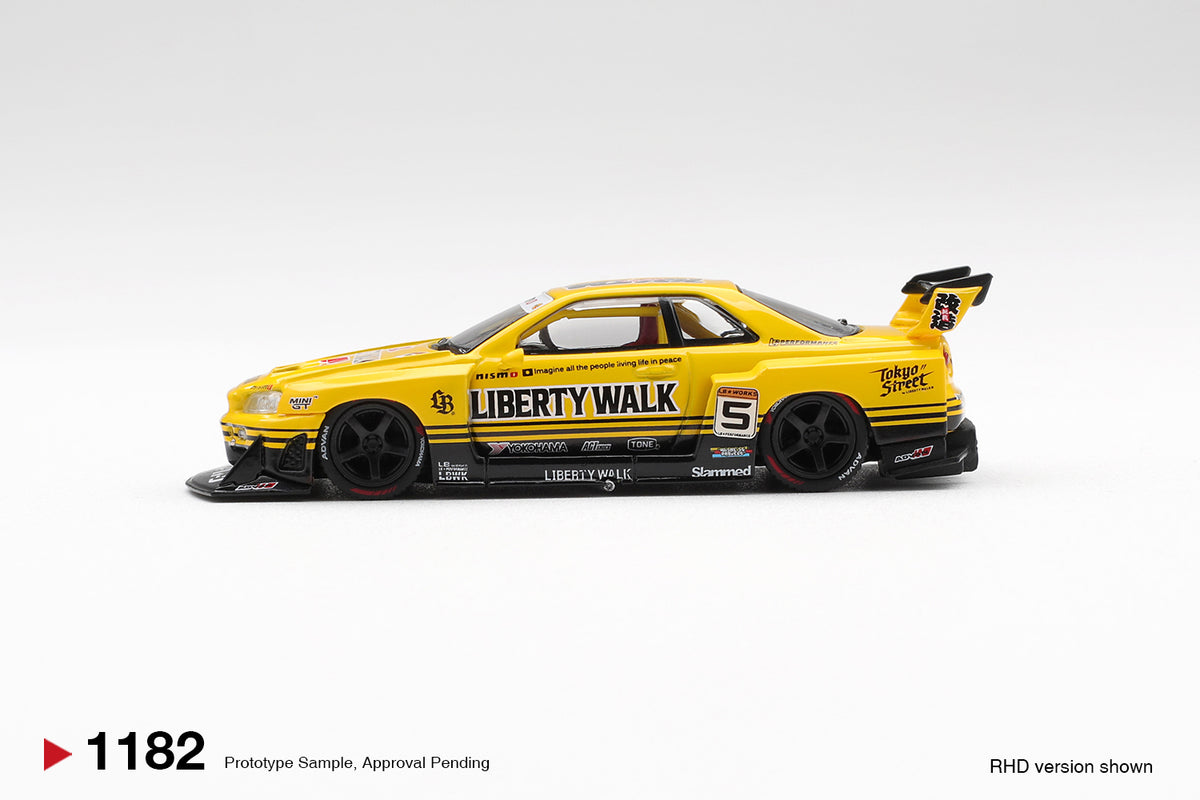 Mini GT 1/64 Nissan LB-ER34 Super Silhouette SKYLINE Sport Yellow - MGT01182