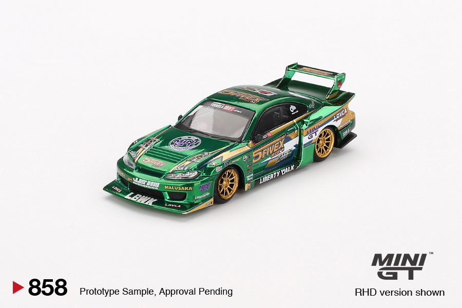 Mini GT 1/64 Nissan Silvia S15 LB-Super Silhouette LBWK 2024 Fausto Racing Green