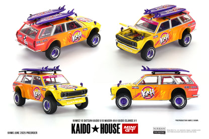 Mini GT x Kaido House 1/64 Datsun KAIDO 510 Wagon 4x4 Kaido ISLANDS V1 Yellow - KHMG210