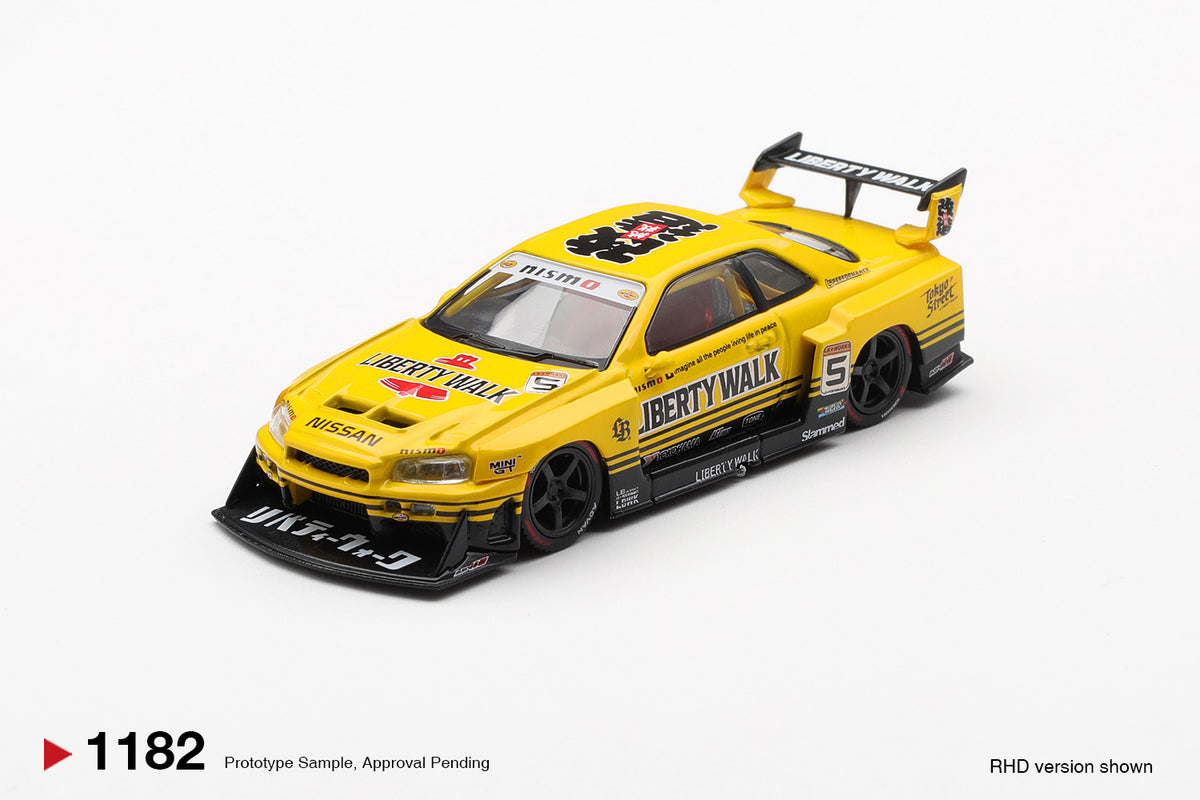 Mini GT 1/64 Nissan LB-ER34 Super Silhouette SKYLINE Sport Yellow - MGT01182