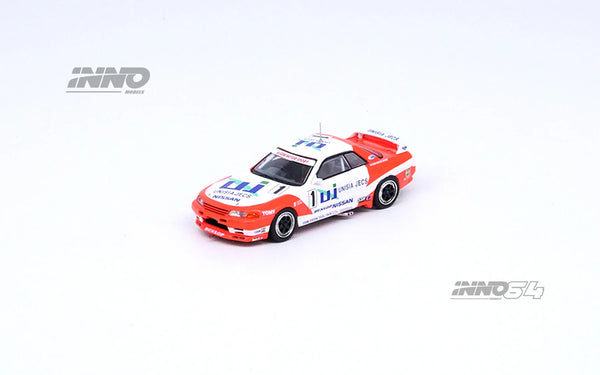 Inno64 1/64 Nissan Skyline GT-R (R32) #1 Unisia JECS JTC 1993 M.Hasemi/ H.Fukuyama Orange & White