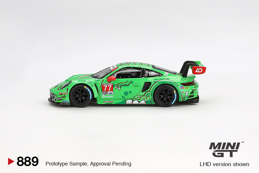 Mini GT 1/64 Porsche 911 GT3 R #77 2024 IMSA Daytona 24 Hrs GTD Pro 2nd Place AO Racing Rexy Green - MGT00889