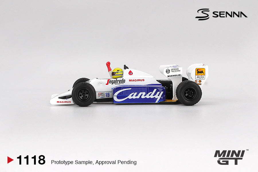 Mini GT 1/64 Toleman TG184 #19 1984 Monaco Grand Prix 2nd Place Ayrton Senna White - MGT01118