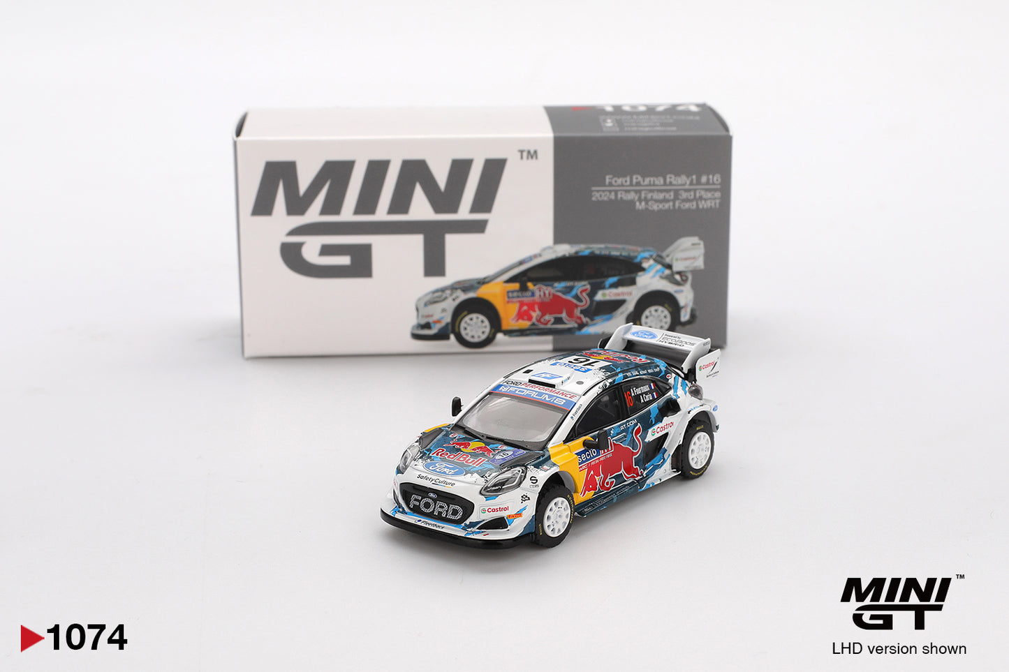 Mini GT 1/64 Ford Puma Rally1 #16 2024 Rally Finland 3rd Place M-Sport Ford WRT White - MGT01074