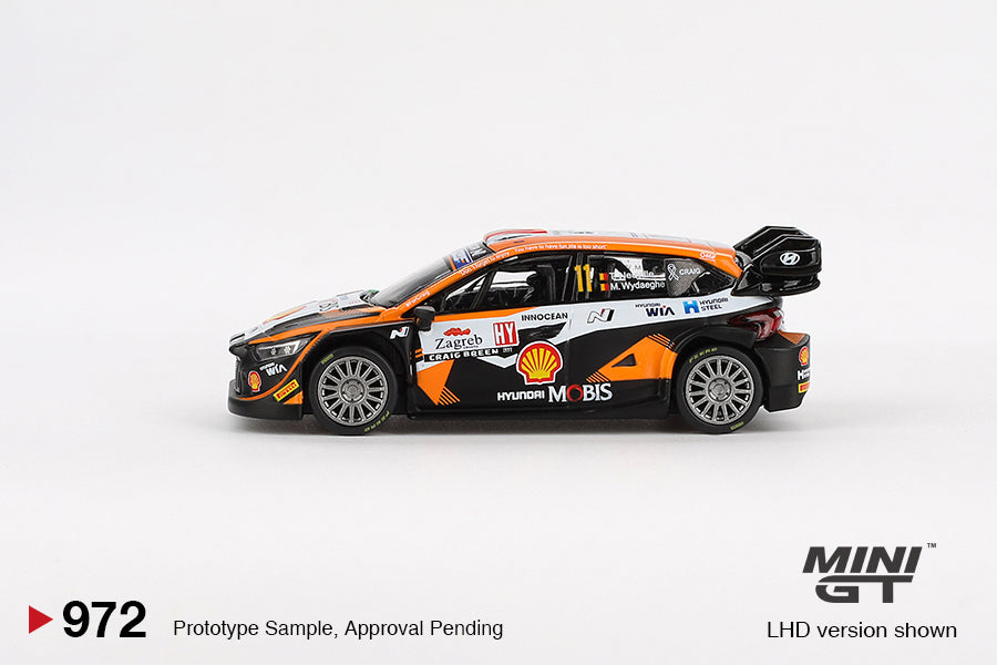 Mini GT 1/64 Hyundai i20 N Rally1 #11 2023 Rally Croatia  Power Stage Winner Black & Orange - MGT00972