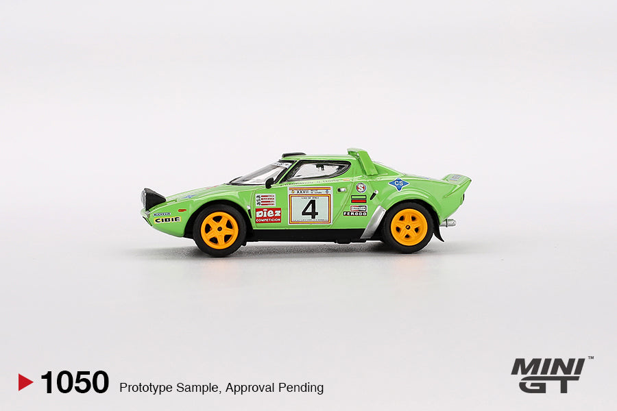Mini GT 1/64 Lancia Stratos HF #4 1979 Spanish Rally Champion Green - MGT01050
