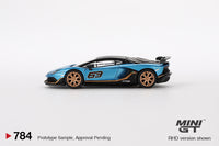 Mini GT 1/64 Lamborghini Aventador SVJ 63 Blu Aegir