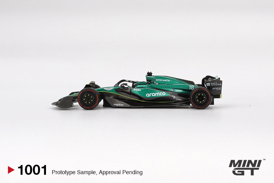Mini GT 1/64 Aston Martin AMR24 #18 2024 F1 2024 Bahrain GP Lance Stroll Green - MGT01001 - Damaged Box