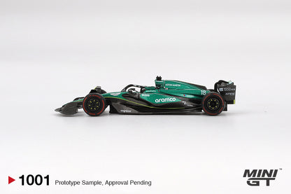 Mini GT 1/64 Aston Martin AMR24 #18 2024 F1 2024 Bahrain GP Lance Stroll Green - MGT01001 - Damaged Box