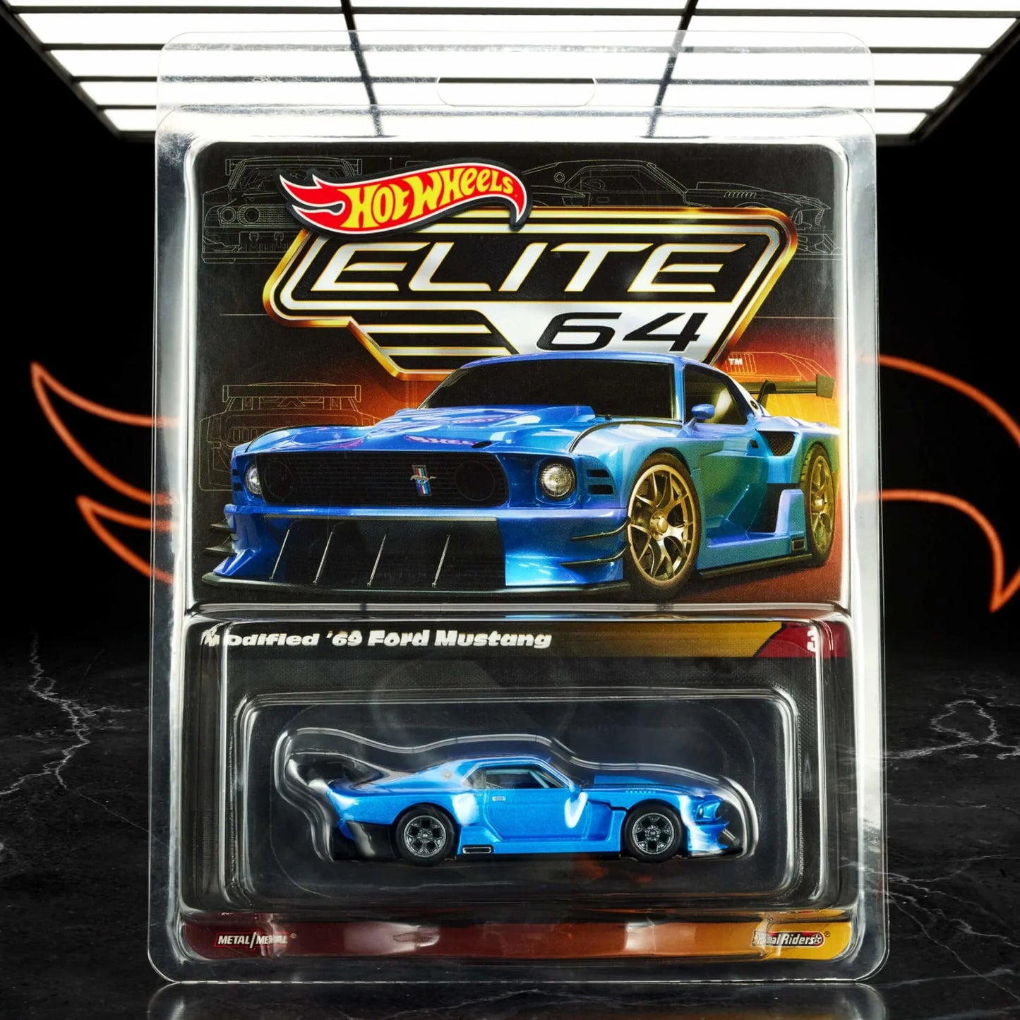 Hot Wheels 1/64 Collectors Elite64 Series Modified ’69 Ford Mustang Blue