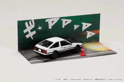 Hobby Japan 1/64 Toyota Sprinter Trueno AE86 Initial D Diorama Set Series Takumi Fujiwara Vs Tomoyuki Tate White & Black - HJDMD001B