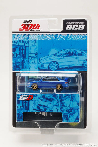 Hobby Japan 1/64 Initial D Diorama Set Series Subaru Impreza Blue - HJDMD011