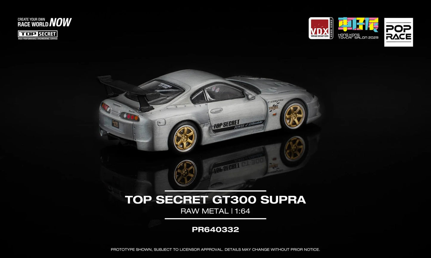 Pop Race 1/64 Hong Kong Toycar Salon Exclusive Top Secret GT300 Toyota Supra Raw Metal