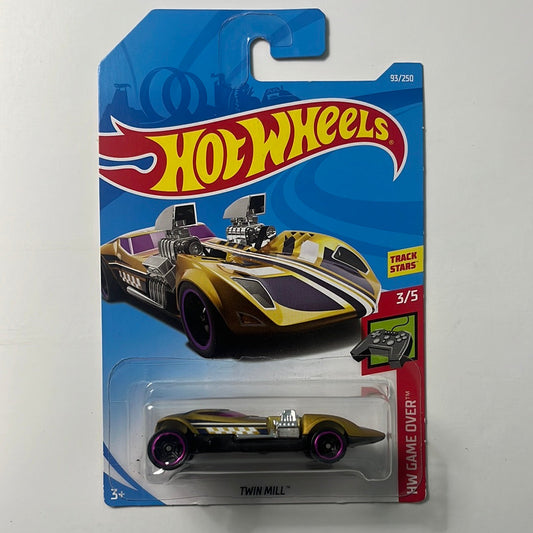 Hot Wheels 1/64 Treasure Hunt Twin Mill Gold & Black - Damaged Card