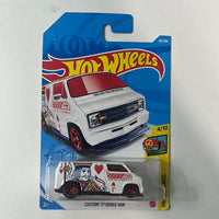 Hot Wheels 1/64 Treasure Hunt Custom ‘77 Dodge Van White - Damaged Card