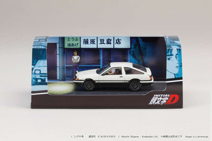 Hobby Japan 1/64 Initial D Toyota Sprinter Trueno GT Apex AE86 / Takeshi Nakazato vs Takumi Fujiwara w/ Driver Figure