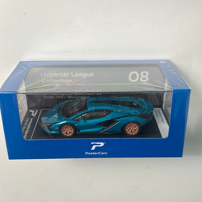 PosterCars 1/64 Lamborghini Sián FKP 37 Blu Uranus Hypercar League Collection