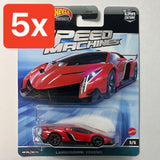 5x Hot Wheels Car Culture Speed Machines Lamborghini Veneno Red