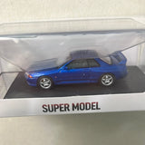 Super Model 1/64 Nissan GTR R32 w/ Openable Hood Blue