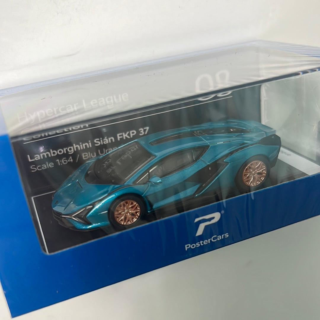 PosterCars 1/64 Lamborghini Sián FKP 37 Blu Uranus Hypercar League Collection