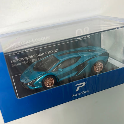 PosterCars 1/64 Lamborghini Sián FKP 37 Blu Uranus Hypercar League Collection