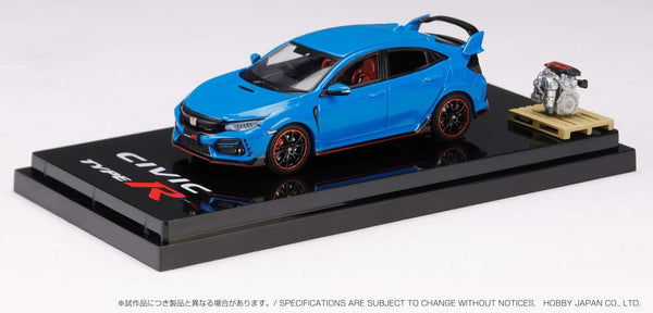 Hobby Japan 1/64 Honda Civic TYPE R (FK8) 2020 with Engine Display Model Racing Blue Pearl