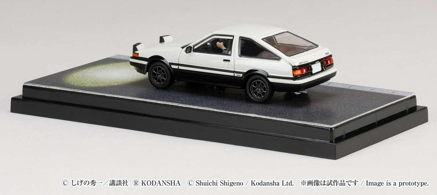 Hobby Japan 1/64 Initial D Toyota Sprinter Trueno GT Apex AE86 / Takeshi Nakazato vs Takumi Fujiwara w/ Driver Figure